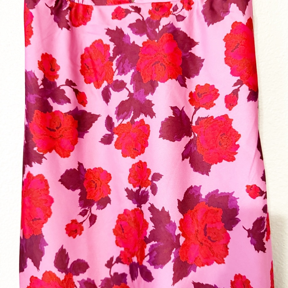 🛍️NWT For Love & Lemons Huda Satin Floral Free People Rosette Maxi Gown small - Picture 7 of 9